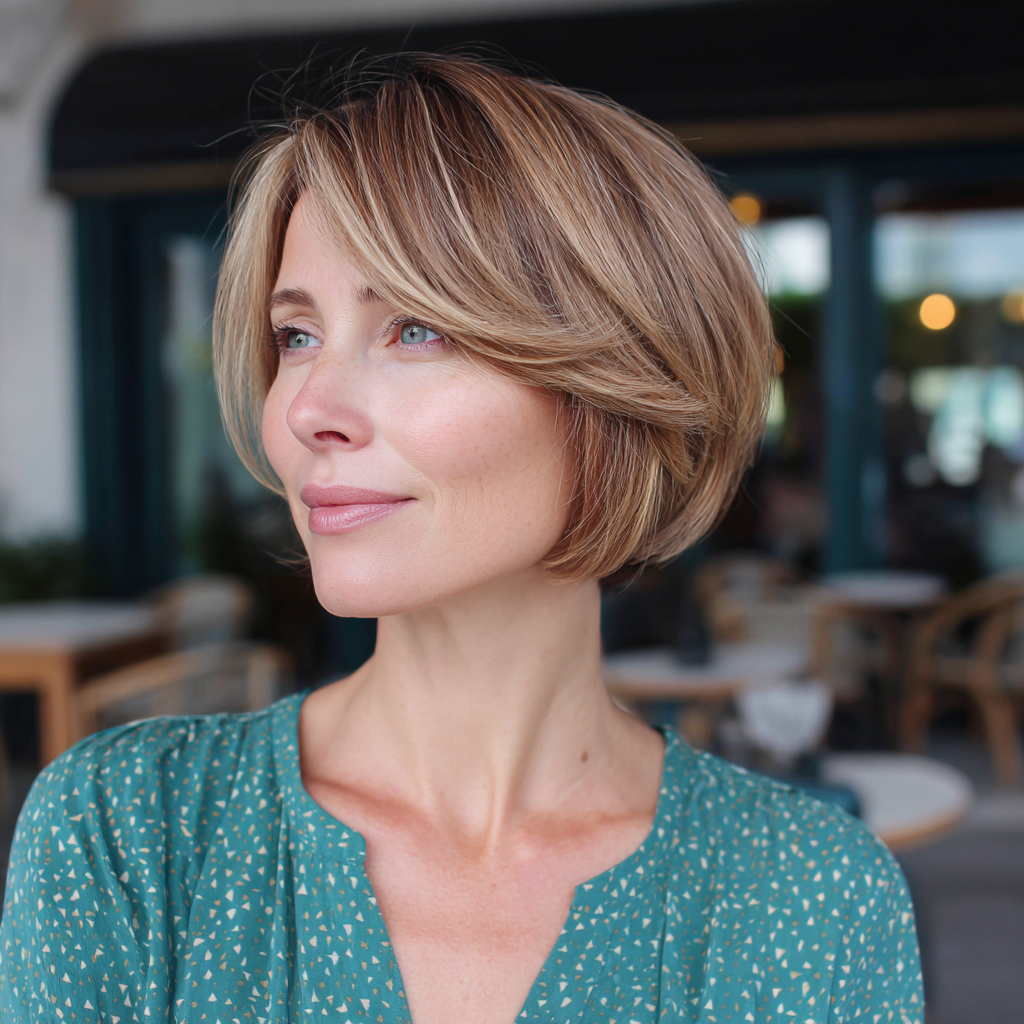 Chic Layered Bob with Soft Face-Framing Highlights
