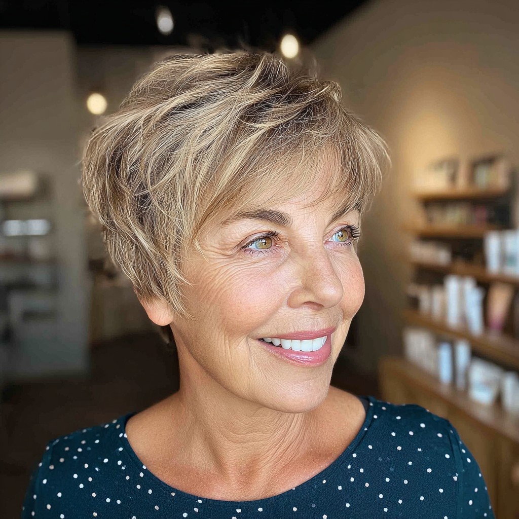 Chic Layered Pixie Cut with Subtle Highlights
