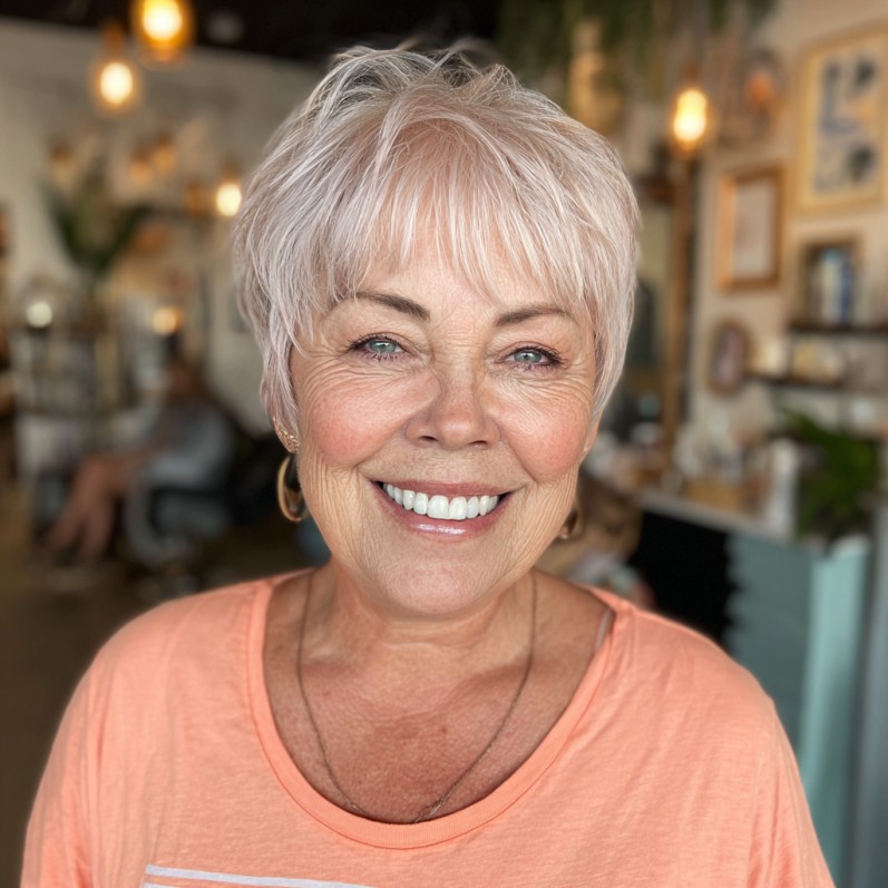 Chic Layered Pixie with Gentle Bangs