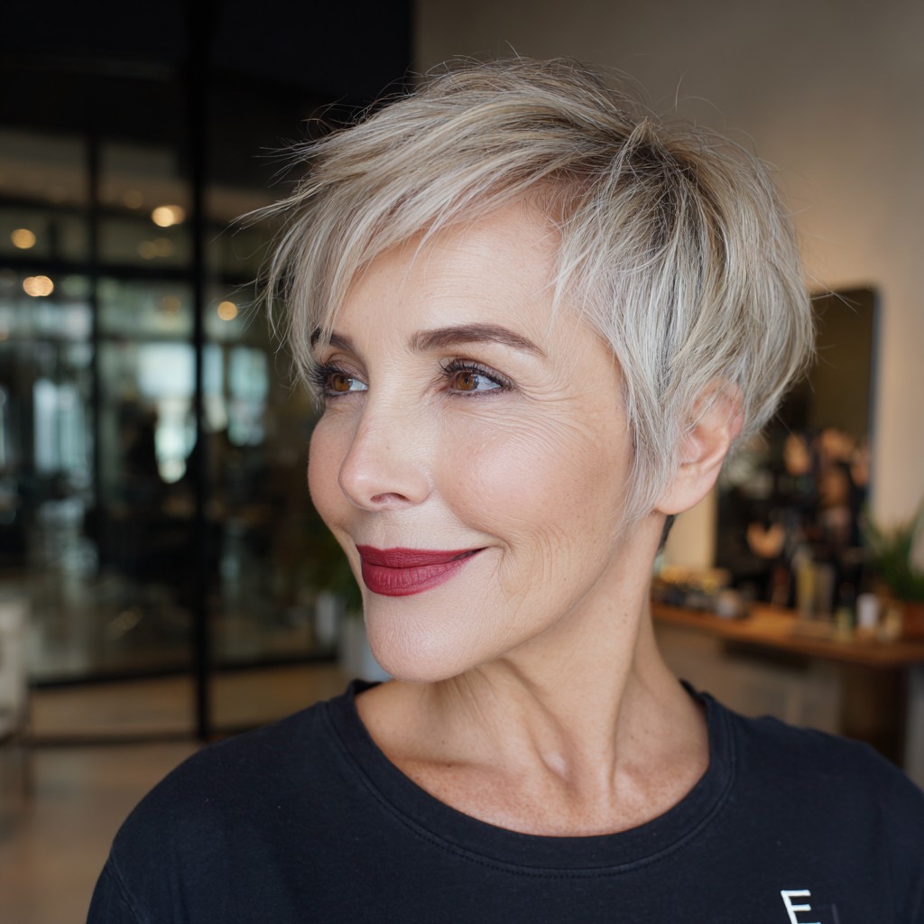Chic Light Blonde Textured Pixie Cut with Subtle Layers