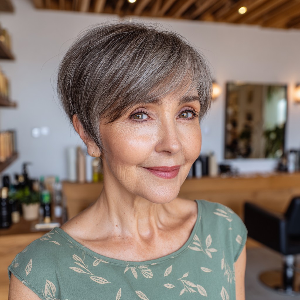 Chic Short Pixie with Soft Long Bangs