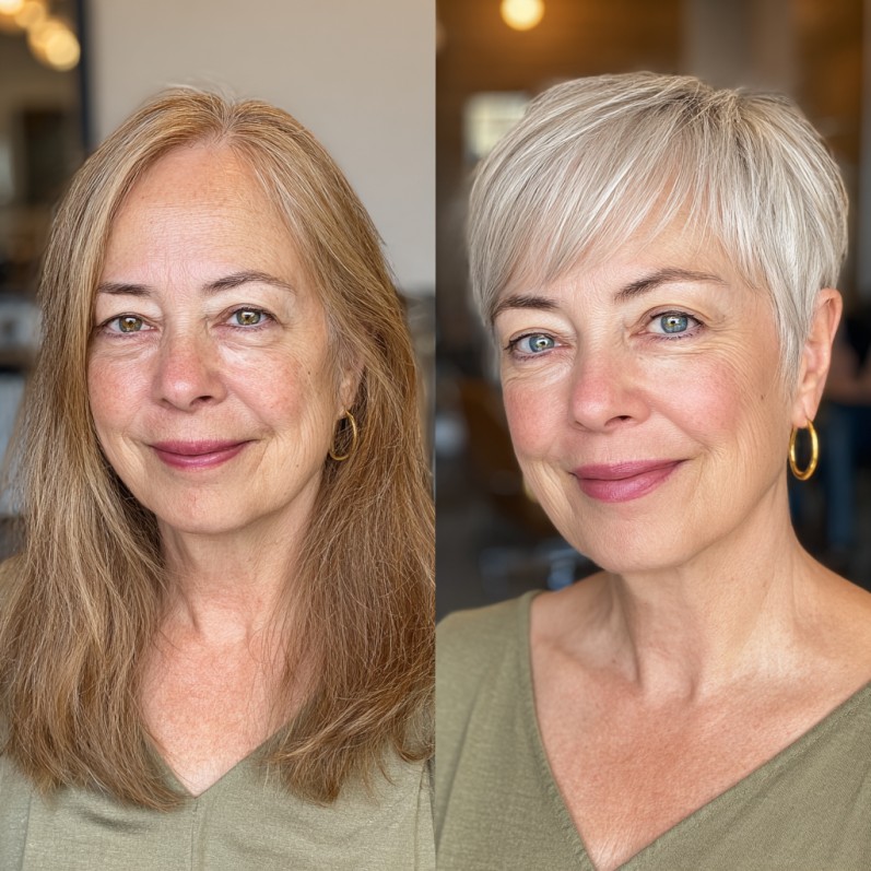 chic short silver pixie cut