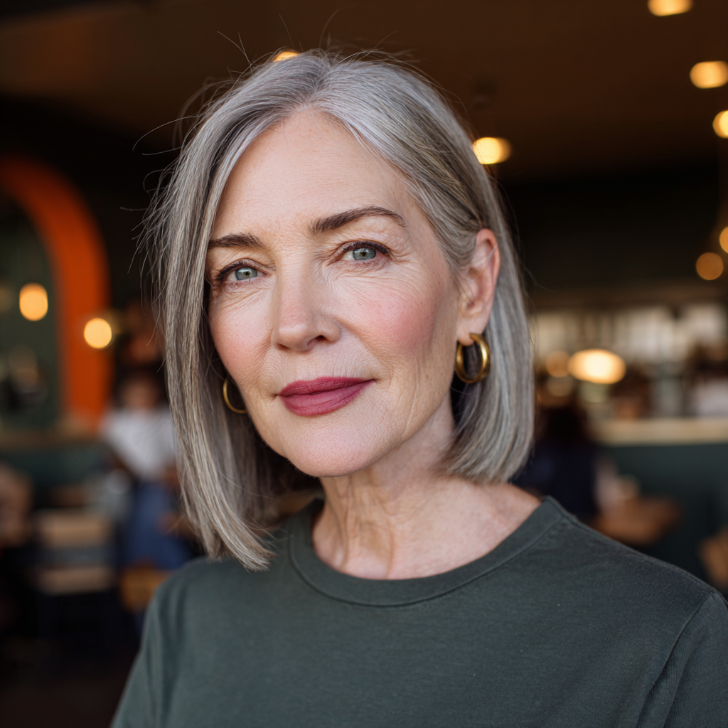 Chic Silver Blunt Bob with Subtle Layers
