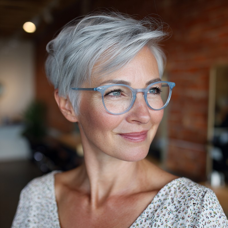 Chic Silver Pixie with Soft Textured Layers