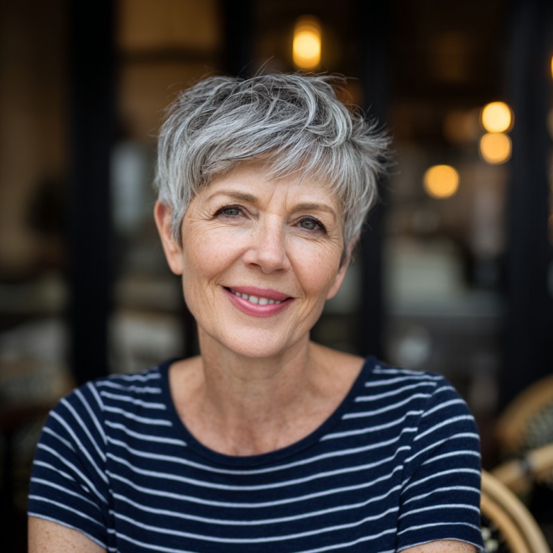 Chic Silver Textured Pixie with Soft Edges