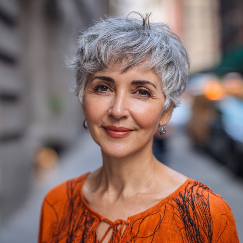 Chic Soft Gray Pixie with Effortless Texture