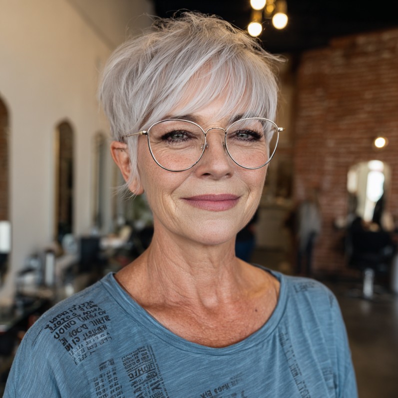 Chic Softly Textured Pixie with Wispy Bangs