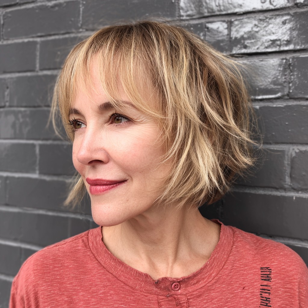 Chic Textured Bob with Wispy Bangs