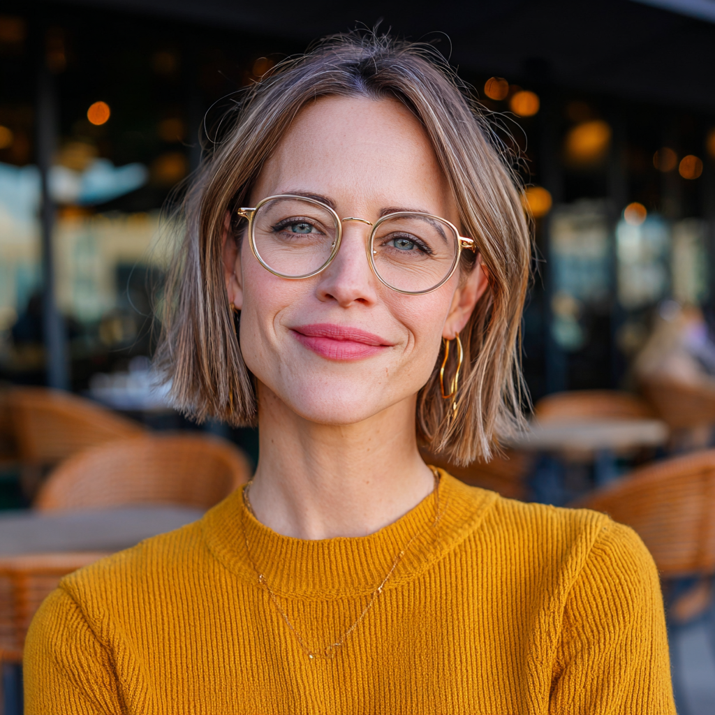 Chic Textured Bronde Bob with Subtle Highlights
