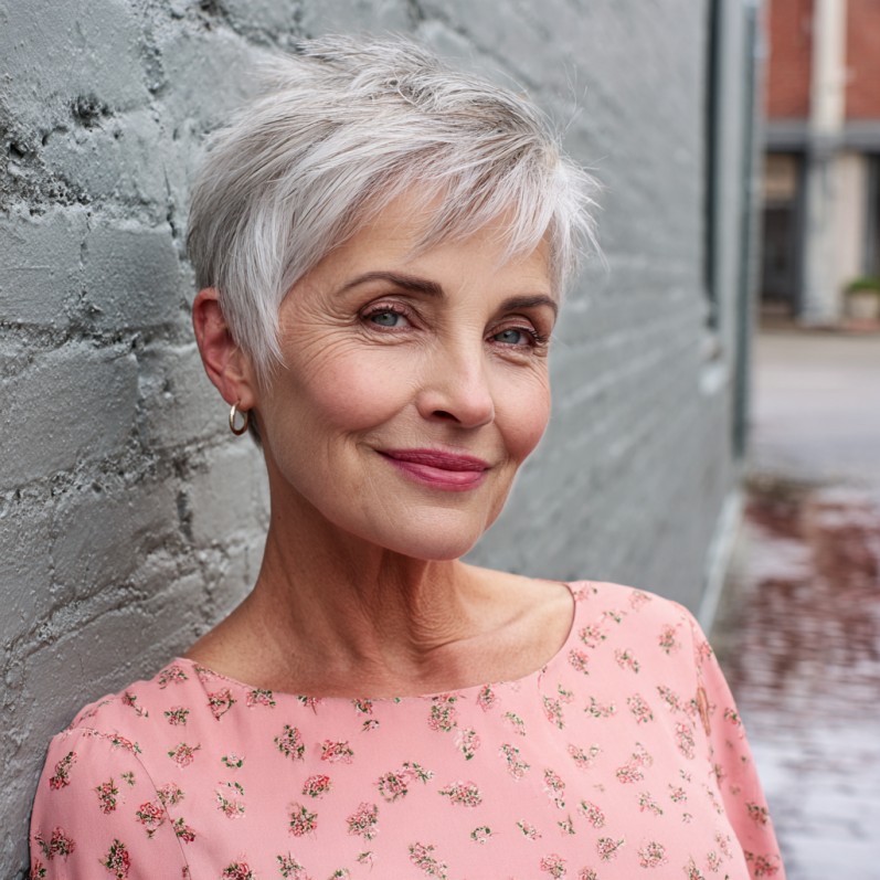 Chic Textured Pixie Cut with Soft Bangs