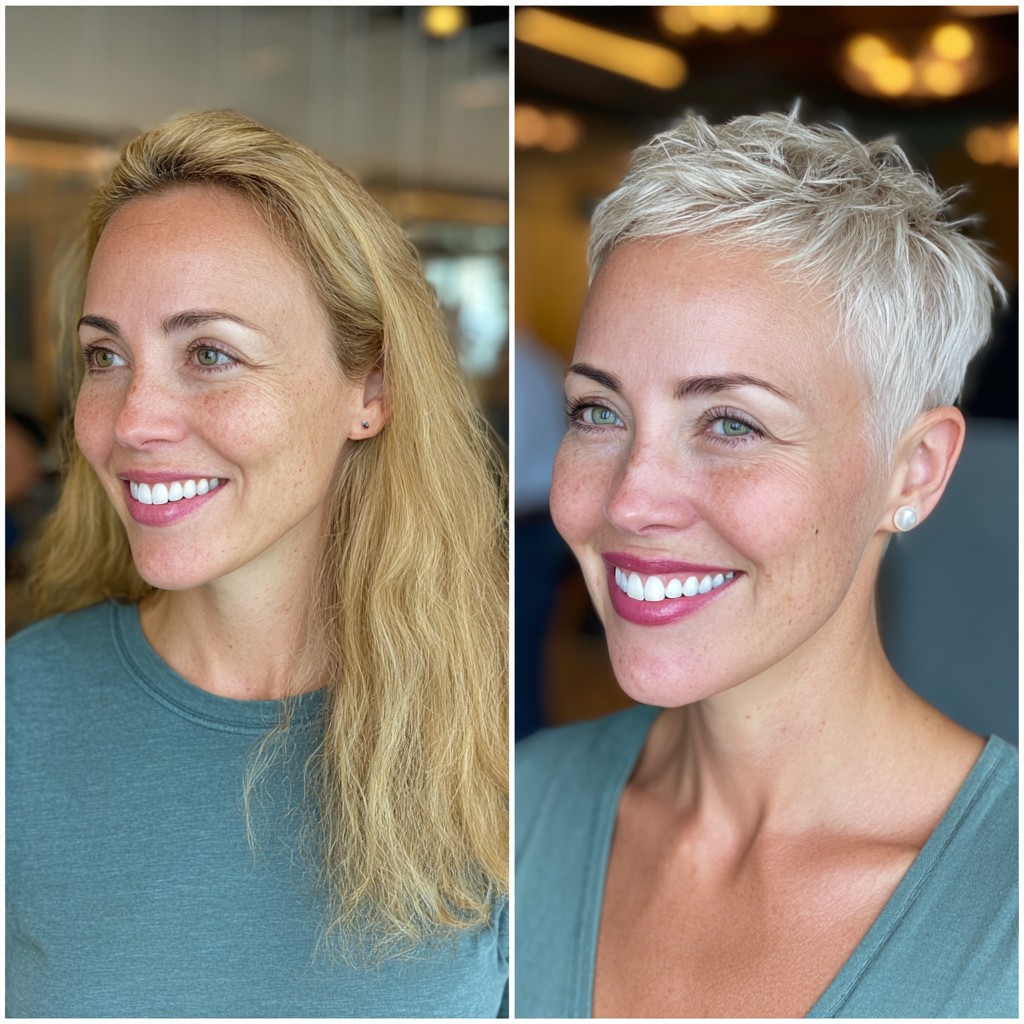 Chic Textured Pixie Cut with Soft White Highlights