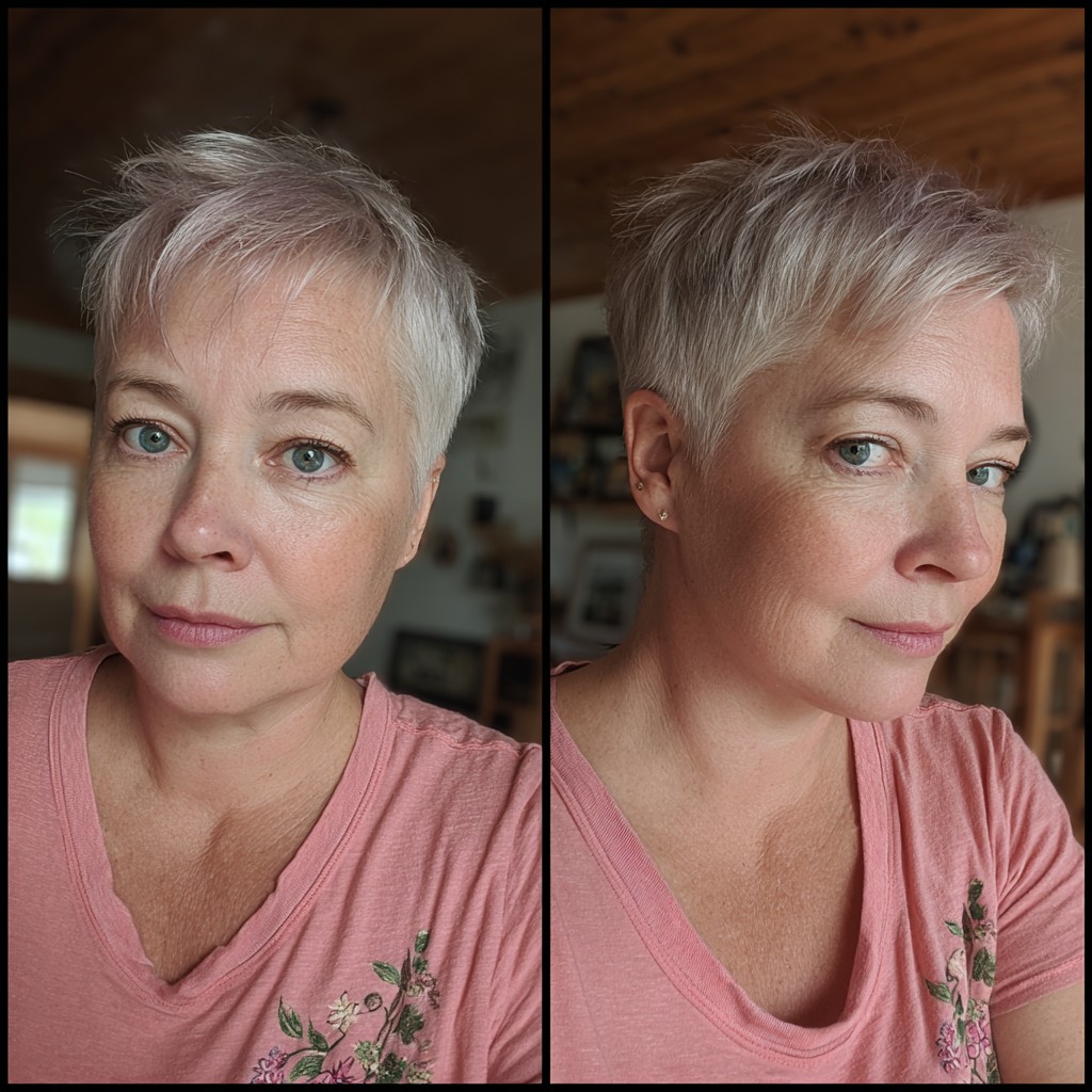 Chic Textured Short Cut with Light Platinum Highlights