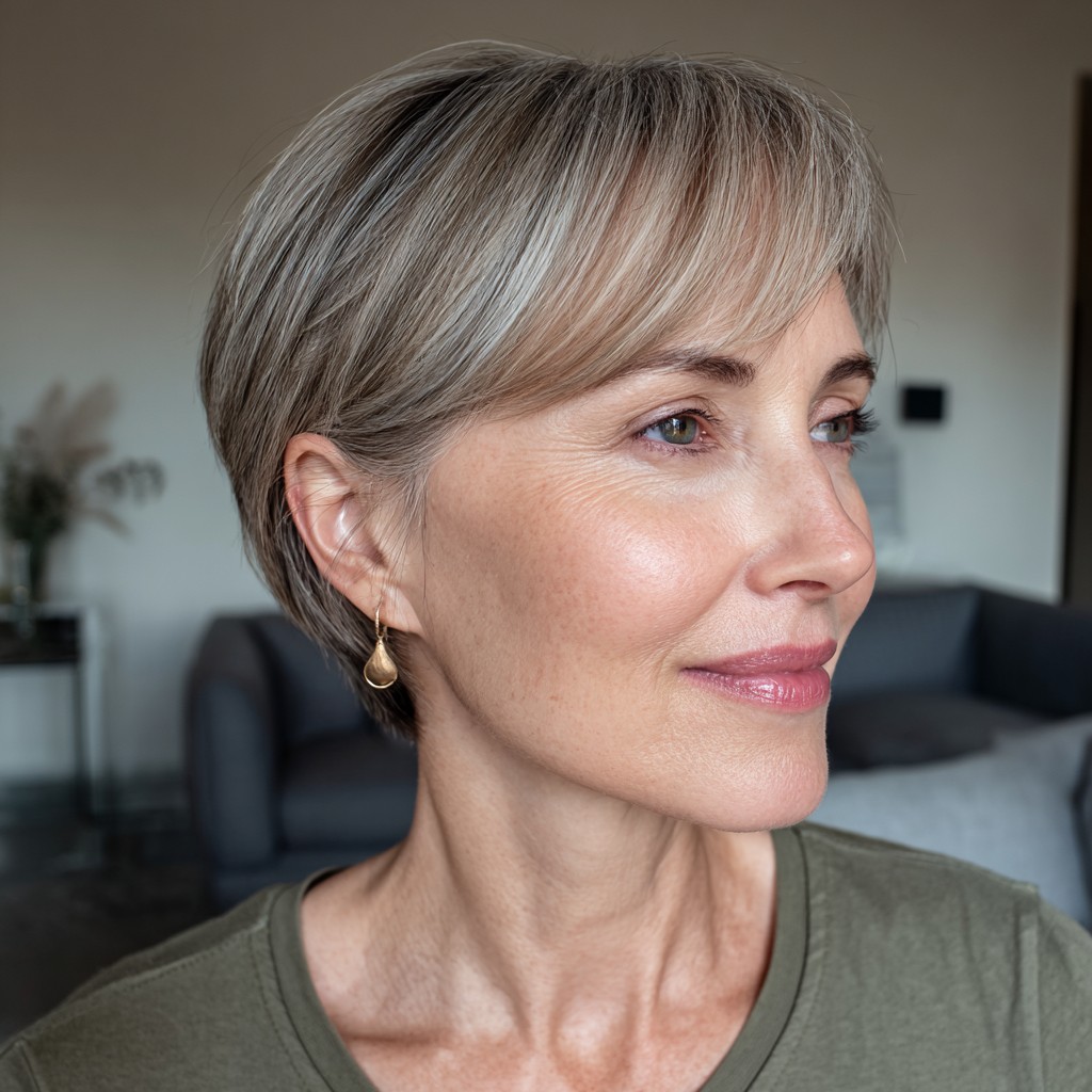 Chic Textured Short Cut with Soft Bangs