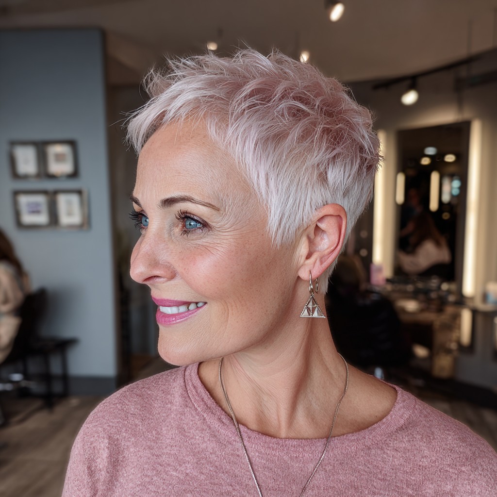 Chic Textured Short Pixie with Subtle Pastel Tones