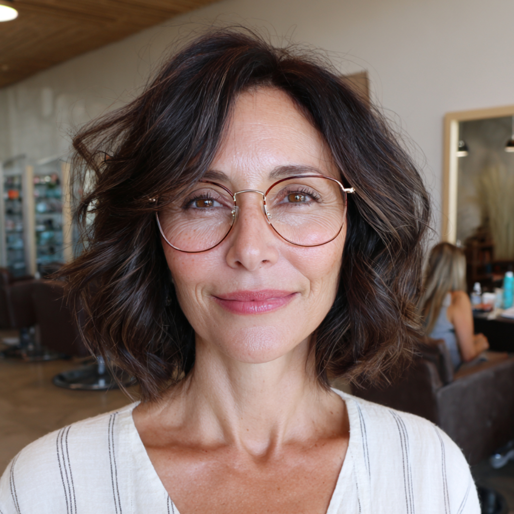 Effortlessly Chic Dark Brown Wavy Bob