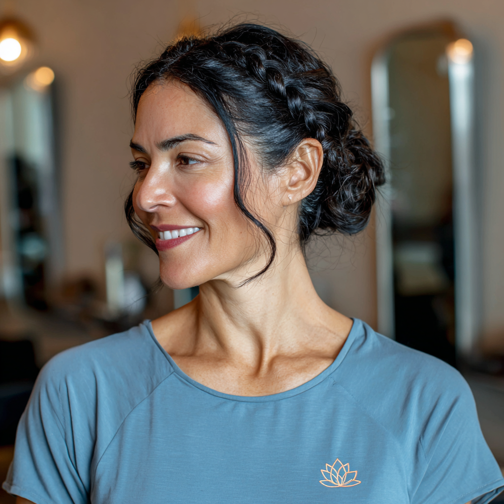 Elegant Braided Low Bun with Soft Face-Framing Curls