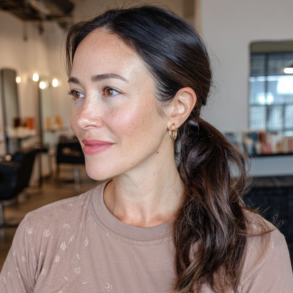 Elegant Loose Low Ponytail with Soft Waves