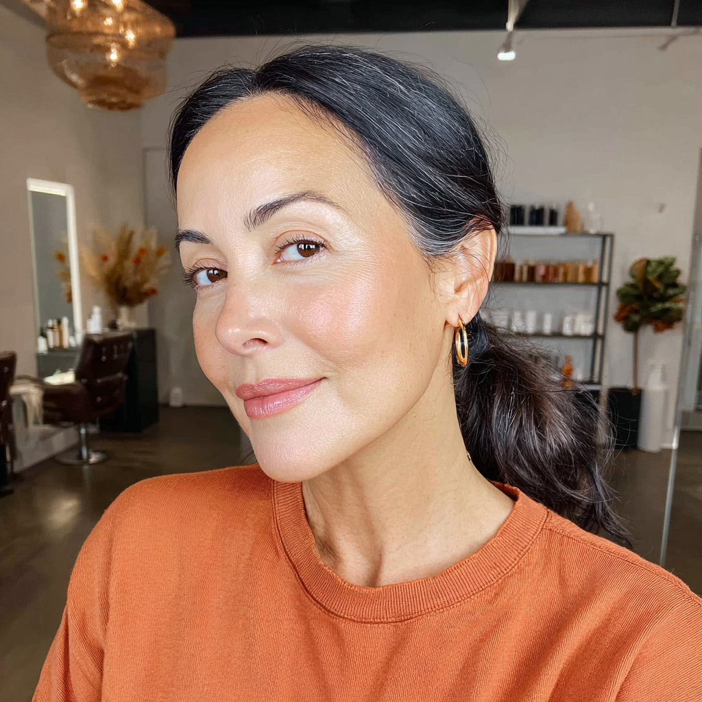 Elegant Low Ponytail with Subtle Volume