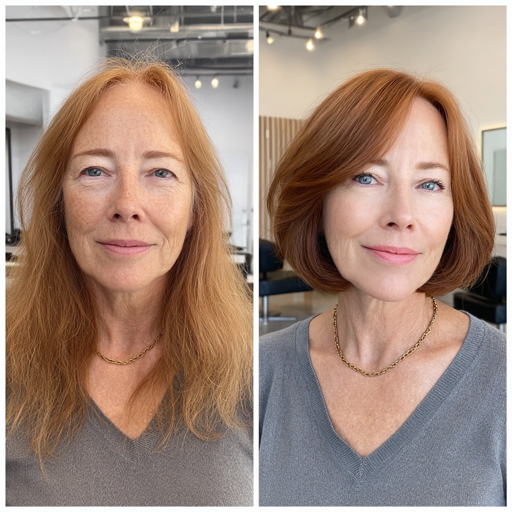 Elegant Soft Copper Bob with Subtle Layers
