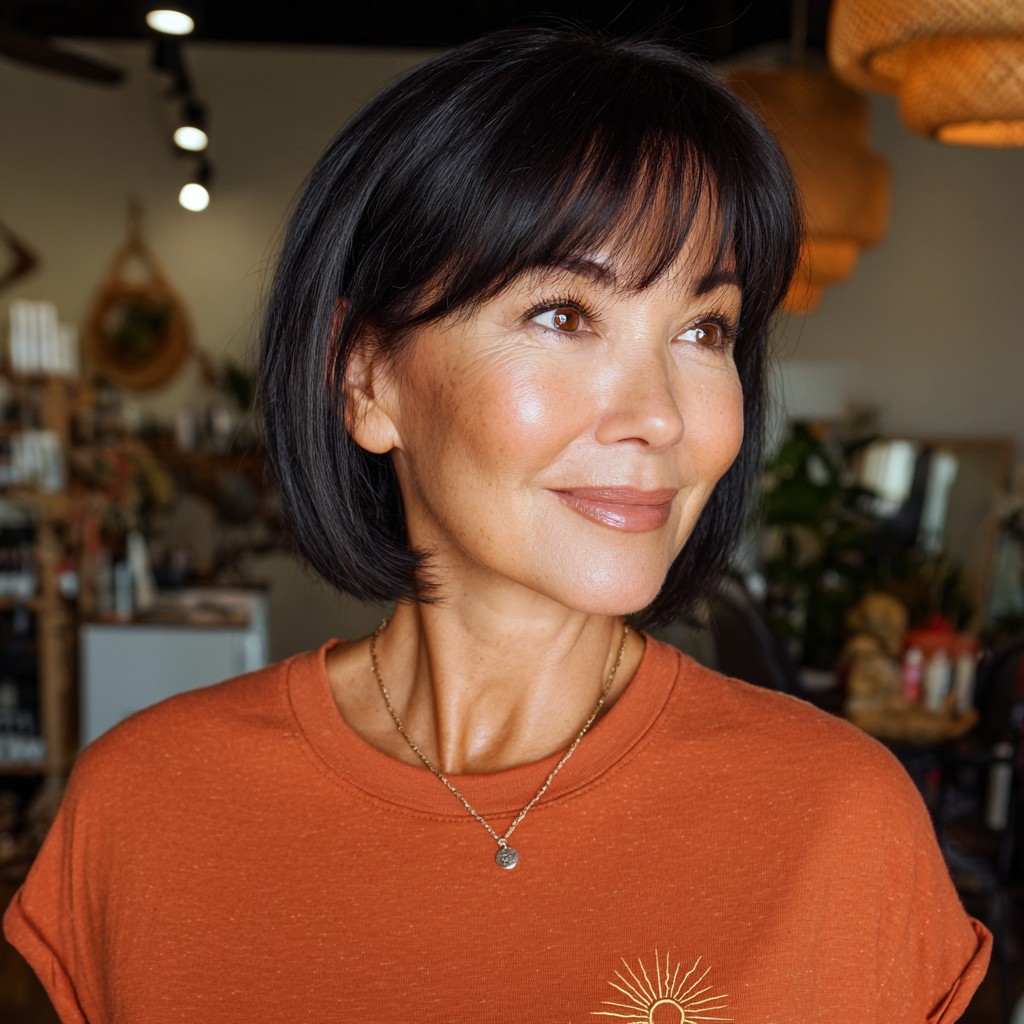 Modern Blunt Silhouette Bob with Soft Bangs