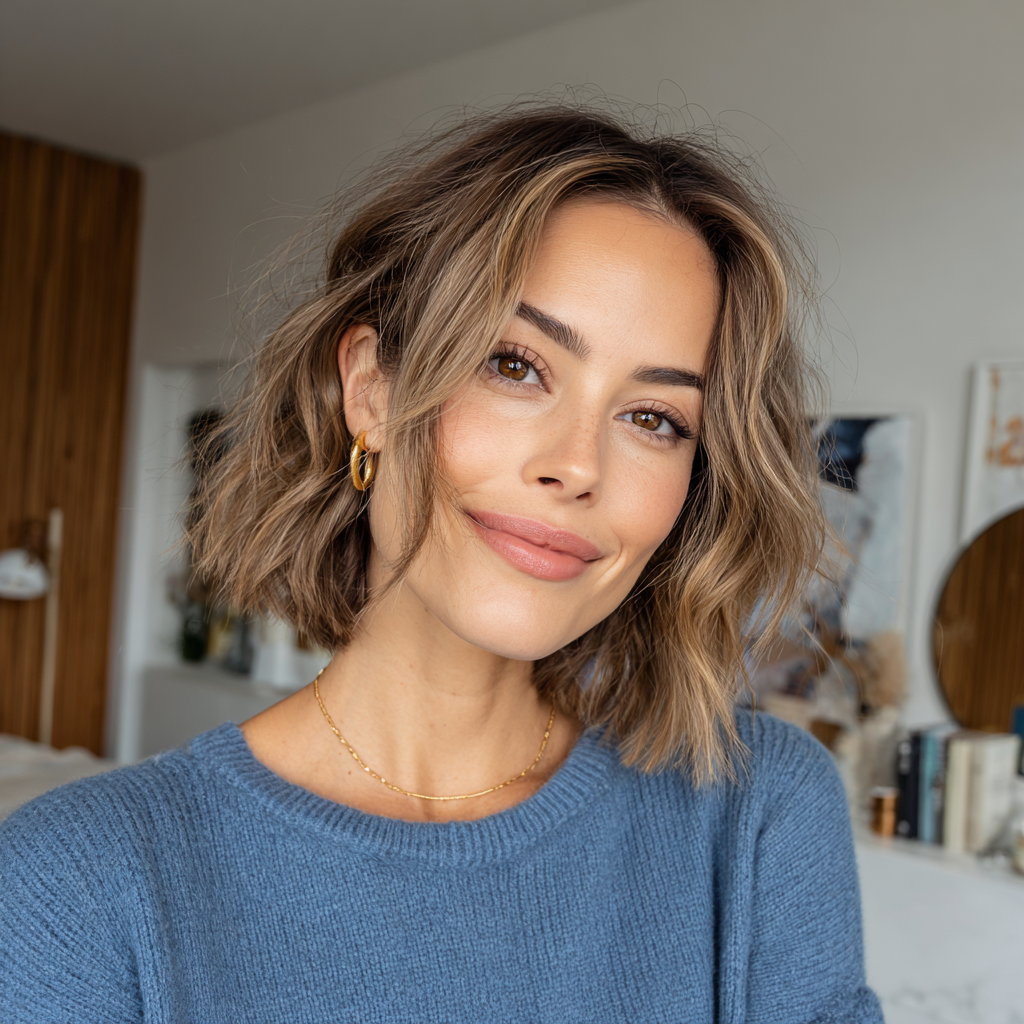 Modern Bronde Bob with Soft Beachy Waves