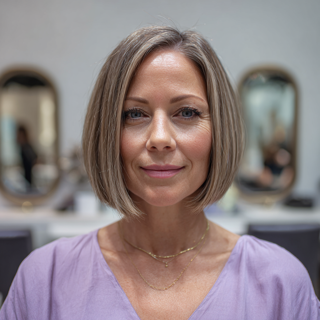 Modern Bronde Bob with Subtle Layering