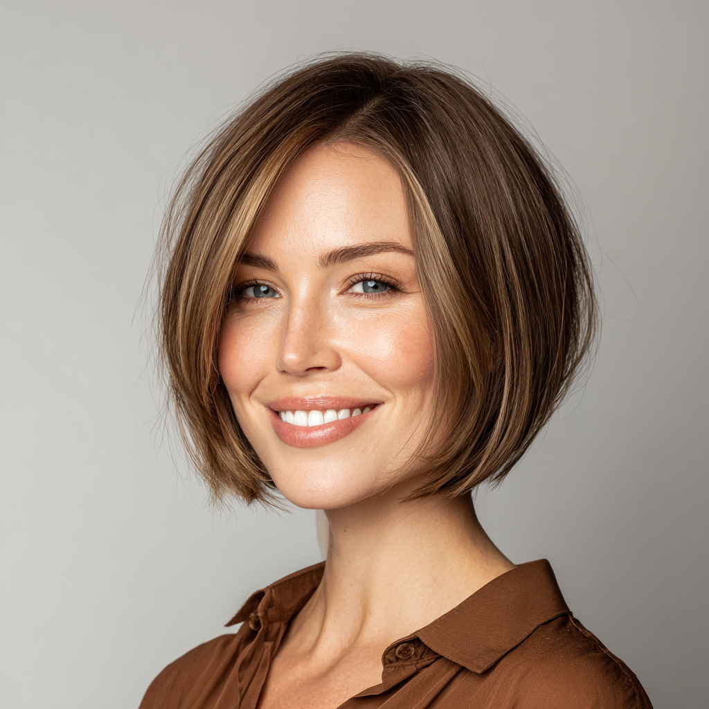 Modern Bronde Bob with Subtle Layers