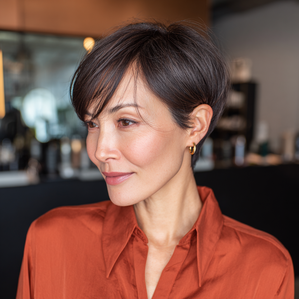 Modern Textured Pixie with Side-Swept Bangs