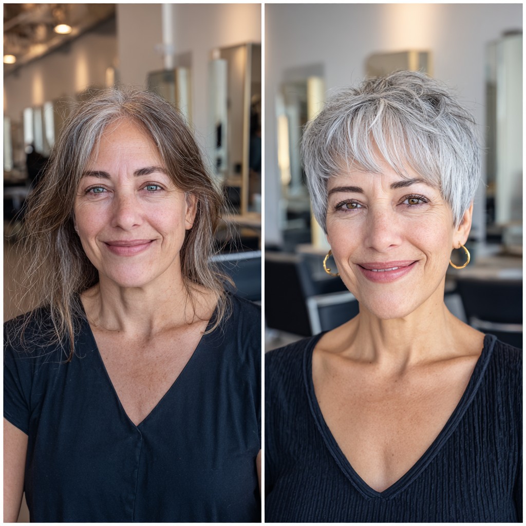 Modern Textured Silver Pixie with Soft Layers