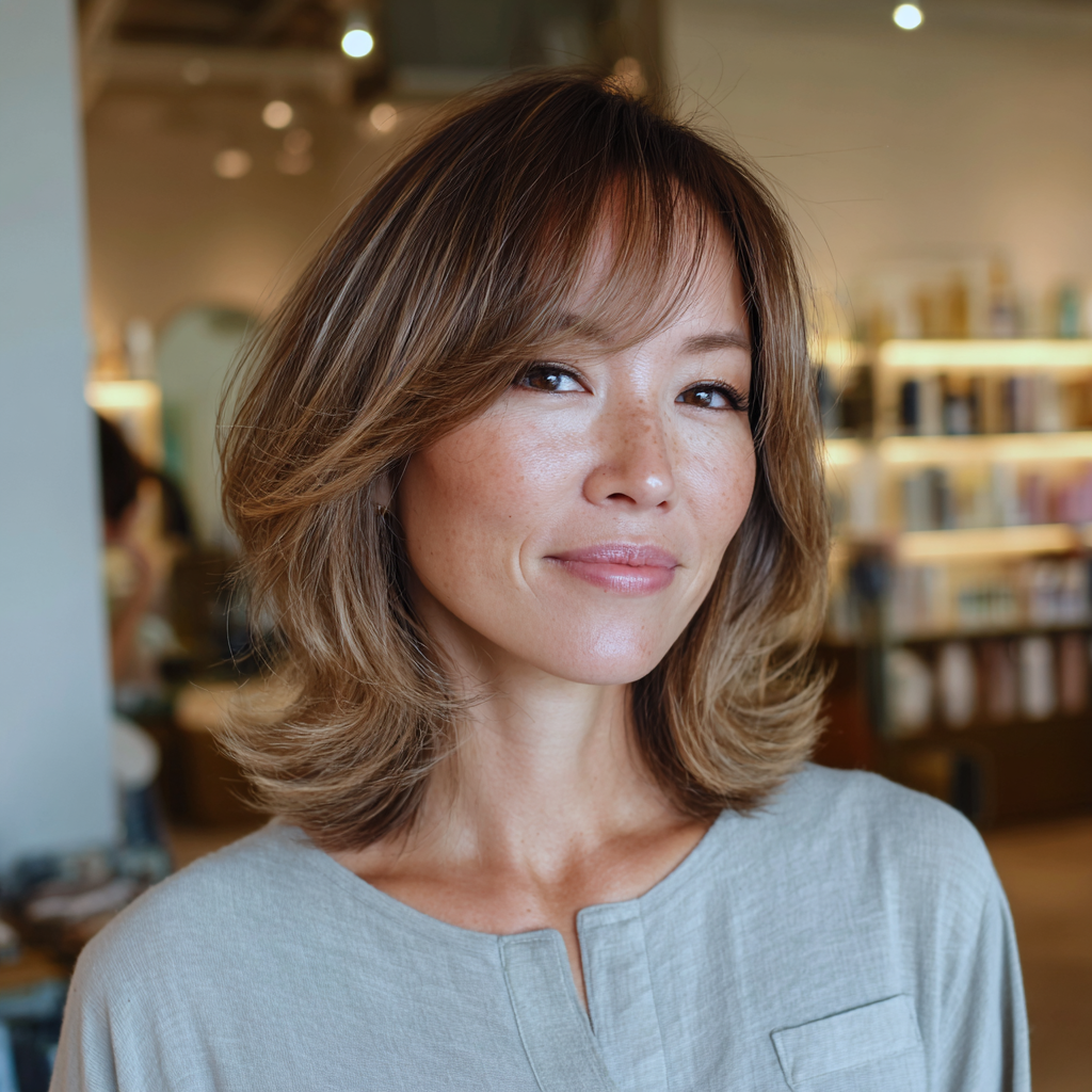 Playful Bronde Bob with Soft Feathered Layers