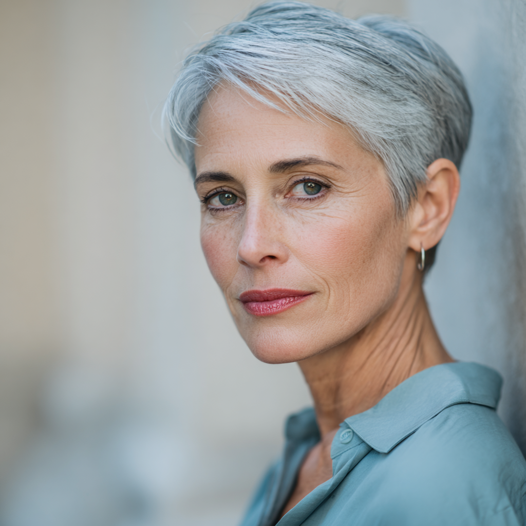 Refined Silver Short Cut with Soft Texture
