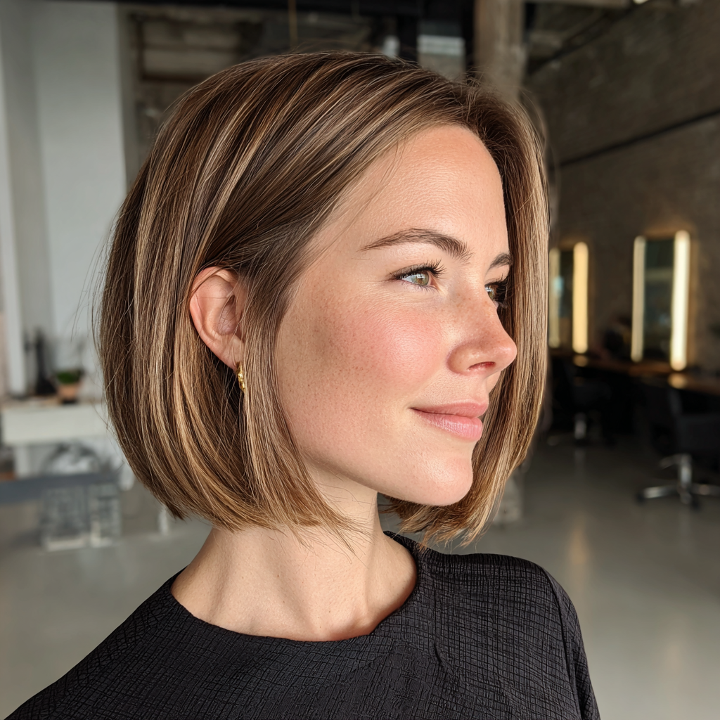 Sleek Bronde Bob with Subtle Highlights