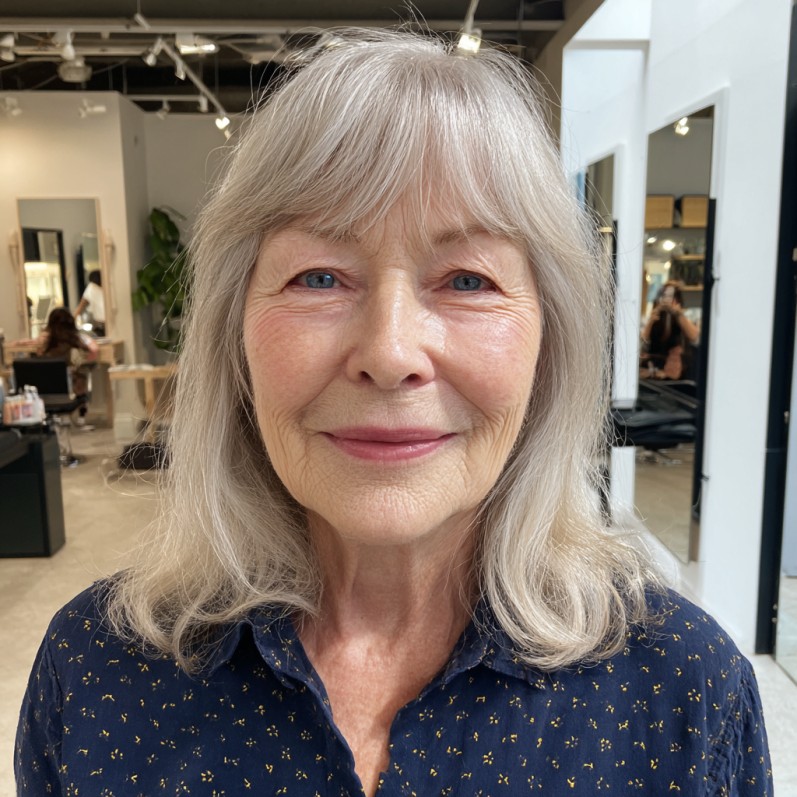 soft layered cut with feathered bangs