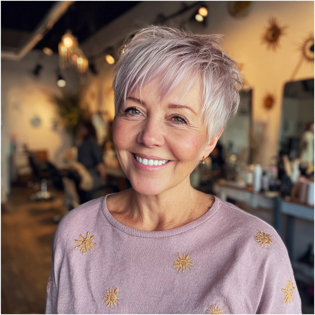 Soft Textured Pixie Cut with Subtle Highlights