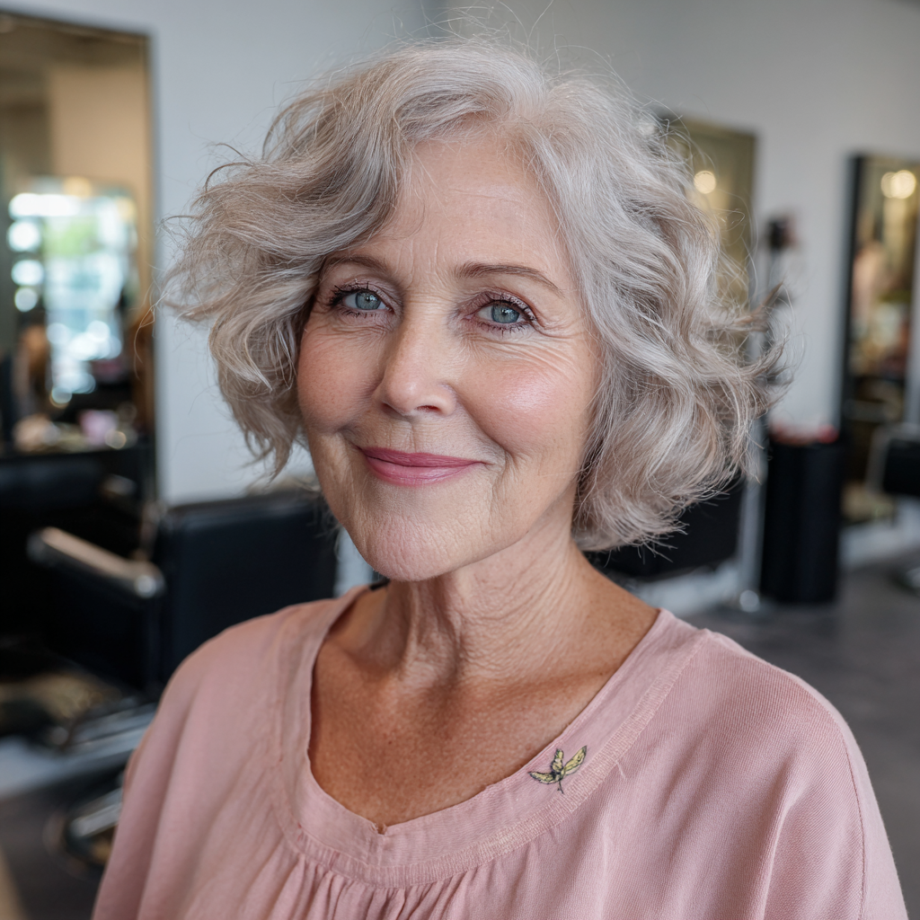 Softly Textured Curly Bob with Gentle Volume