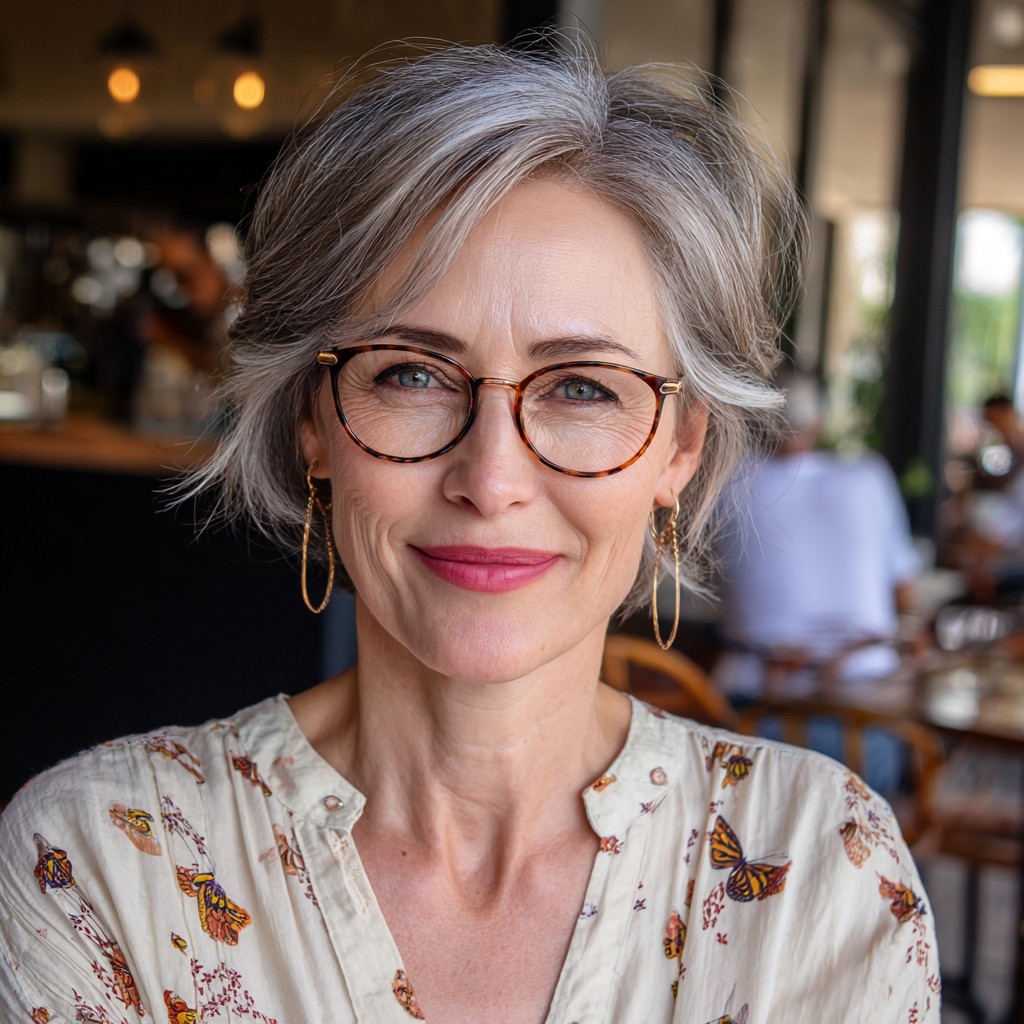 Stylish Soft Layered Silver Haircut