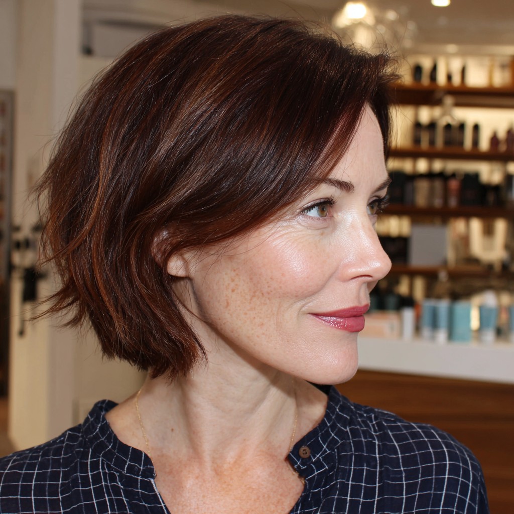 Stylish Textured Lob with Warm Highlights