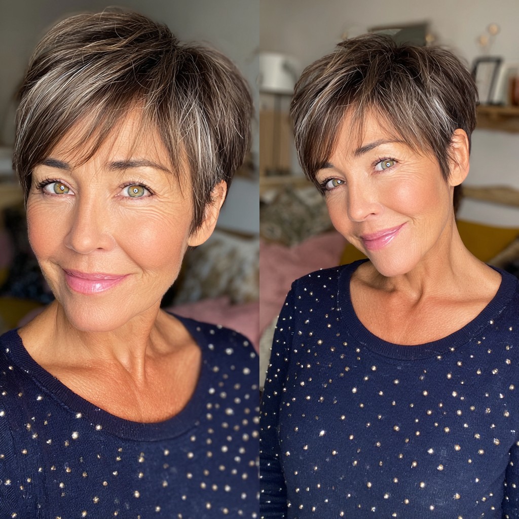 Stylish Textured Pixie Cut with Long Side Bangs