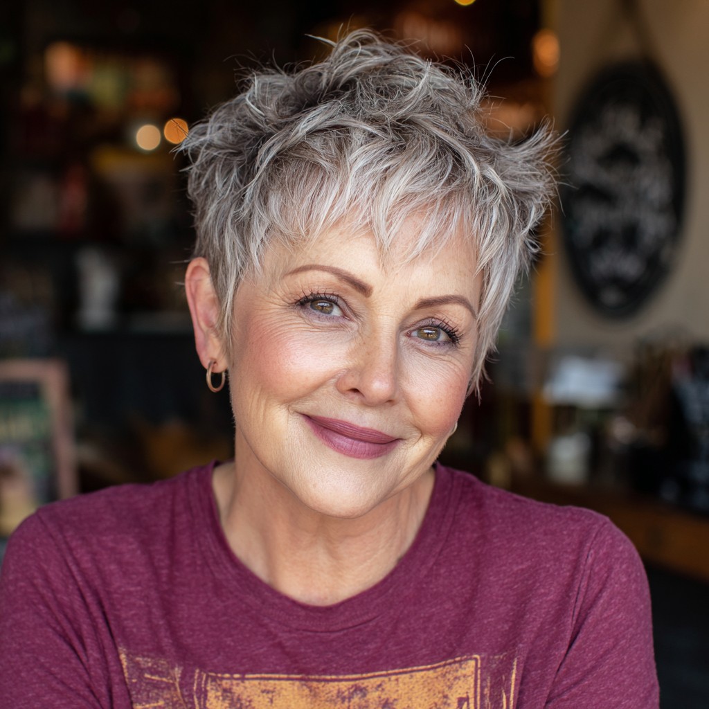 Textured Ash Blonde Stacked Pixie Cut