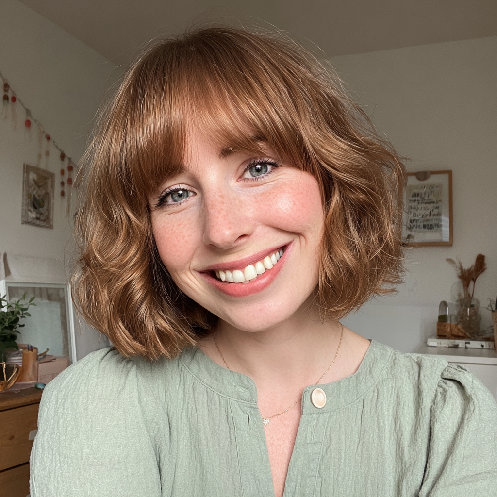 Textured Bronde Bob with Soft Curls