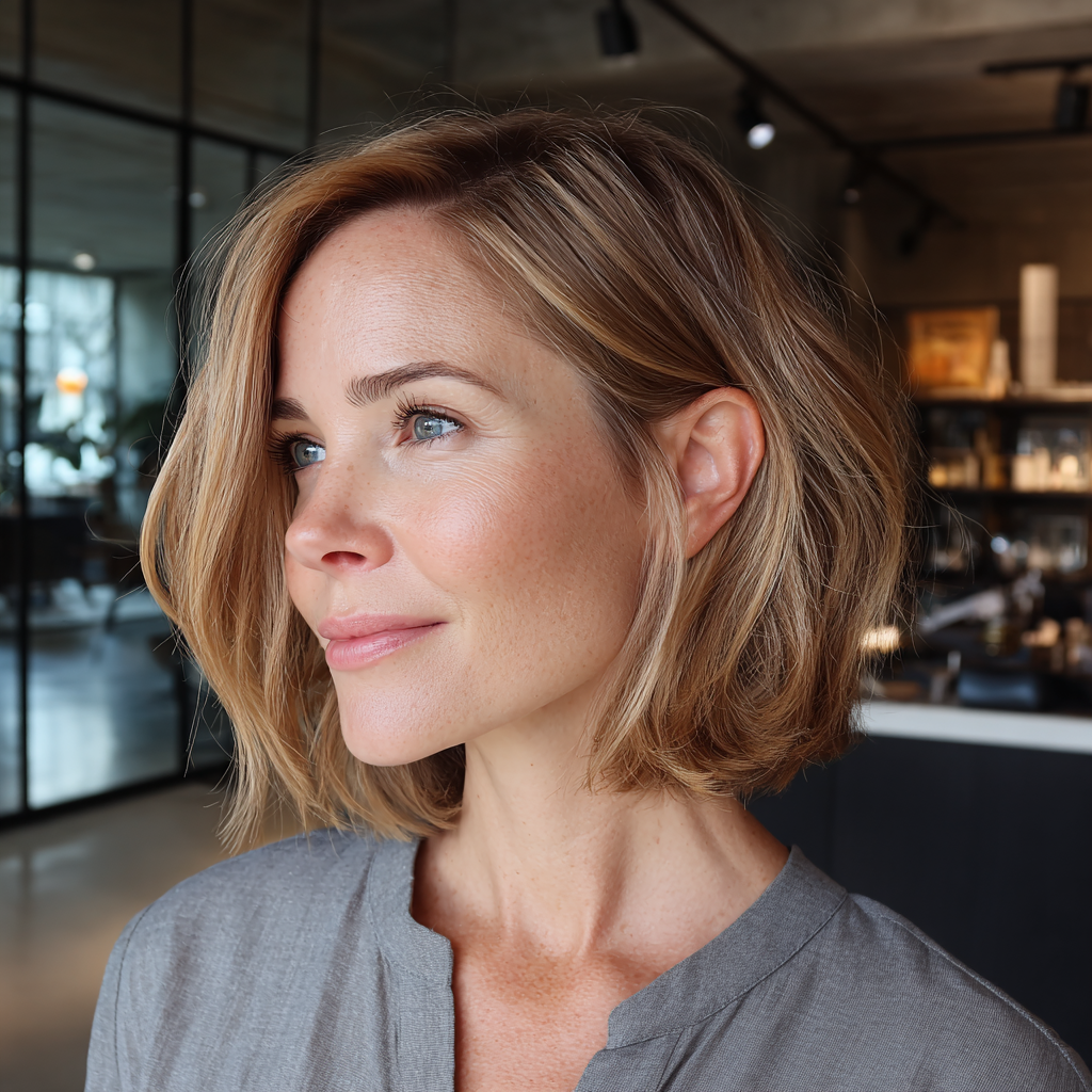 Textured Bronde Bob with Subtle Layers