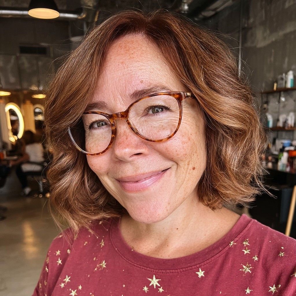 Textured Caramel Bob with Soft Waves