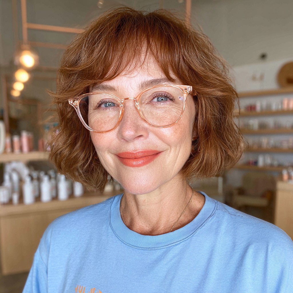 Textured Copper Bob with Soft Curls