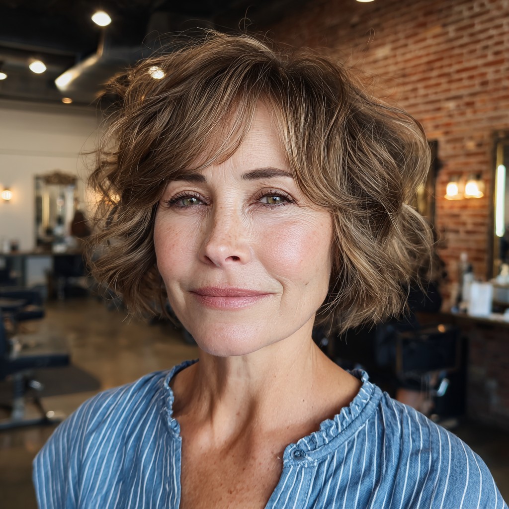 Textured Curly Bob with Lively Movement