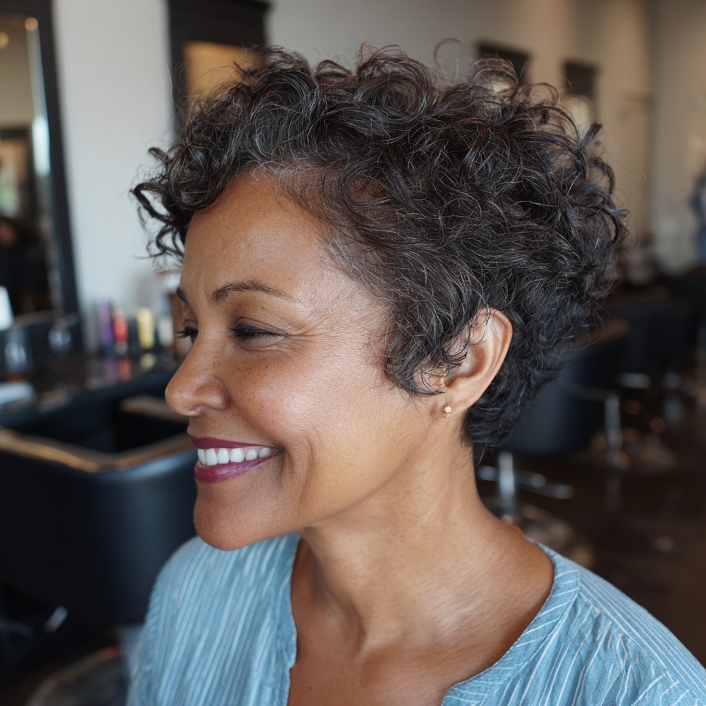 Textured Curly Pixie Cut with Subtle Volume