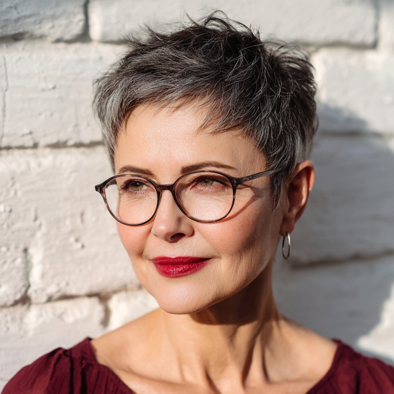 Textured Gray Pixie with Soft Layers