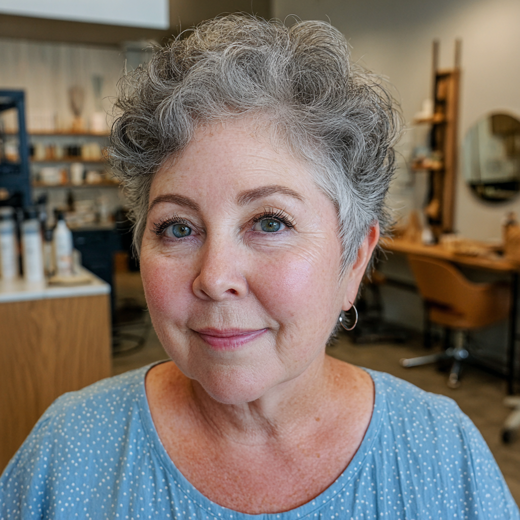 Textured Short Curly Cut with Soft Volume