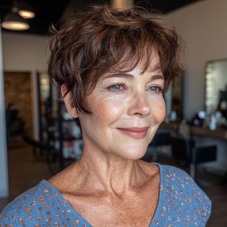 Textured Short Pixie Cut with Face-Framing Layers