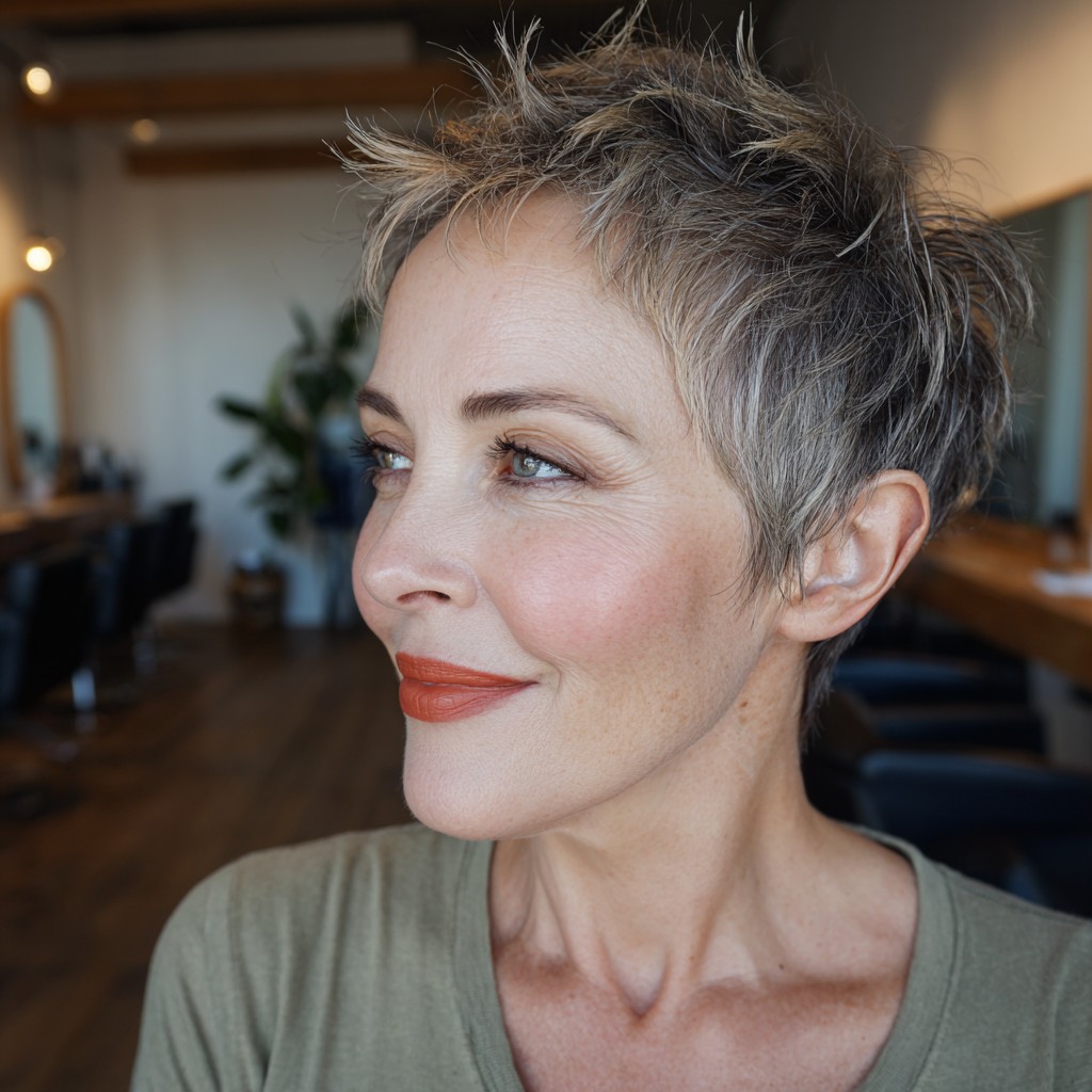 Textured Short Pixie Cut with Light Highlights