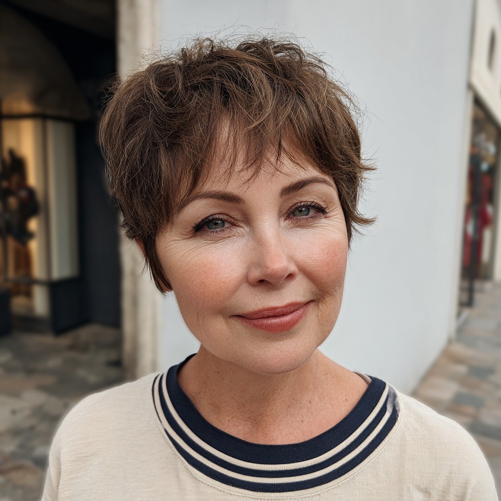 Textured Short Pixie Cut with Soft Waves